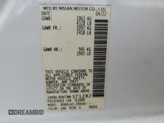 2022 Nissan Altima SV z VIN 1N4BL4DV7NN371282, wystawiony jako Copart lot #53134055 z przebiegiem 60 341 mil mil oraz Szkoda całkowita • Salvage title. Historia ofert i sprzedaży dostępna na DreamBid. Obrazek 14.