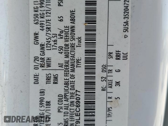 2020 Ford F-350 XL z VIN 1FT8W3DT9LEC69077, wystawiony jako Copart lot #49612215 z przebiegiem 114 057 mil mil oraz Szkoda całkowita • Salvage title. Historia ofert i sprzedaży dostępna na DreamBid. Obrazek 15.