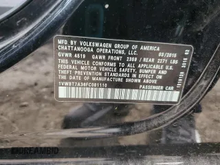 2015 Volkswagen Passat Sport z VIN 1VWBT7A36FC081110, wystawiony jako Copart lot #51489835 z przebiegiem 211 476 mil mil oraz Czysty tytuł • Clean title. Historia ofert i sprzedaży dostępna na DreamBid. Obrazek 12.