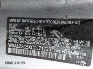 2012 BMW 6 Series 650i with VIN WBALZ3C5XCDL71723, listed as a IAAI auction lot 42204721 with 132,912 mi miles and . Bid and sale history available at carsss.com. Image 9.