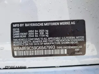 2016 BMW 3 Series 328i with VIN WBA8E9C59GK647993, listed as a IAAI auction lot 41953493 with 77,093 mi miles and . Bid and sale history available at DreamBid. Image 9.