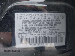 2017 Nissan Sentra S with VIN 3N1AB7AP9HY411436, listed as a IAAI auction lot 41801826 with 83,093 mi miles. Bid and sale history available at carsss.com. Image 9.