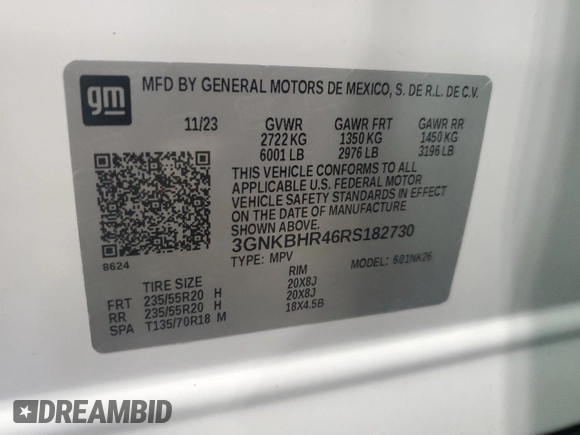 2024 Chevrolet Blazer LT z VIN 3GNKBHR46RS182730, wystawiony jako Copart lot #52231375 z przebiegiem 11 601 mil mil oraz Szkoda całkowita • Salvage title. Historia ofert i sprzedaży dostępna na DreamBid. Obrazek 13.