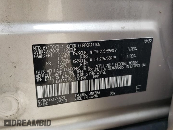 2023 Toyota Venza LE z VIN JTEAAAAH5PJ120498, wystawiony jako Copart lot #56872335 z przebiegiem 36 847 mil mil oraz Szkoda całkowita • Salvage title. Historia ofert i sprzedaży dostępna na DreamBid. Obrazek 13.