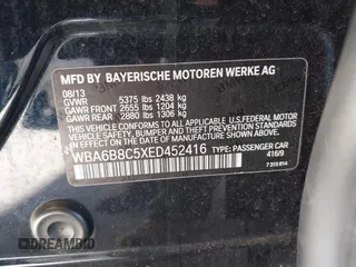 2014 BMW 6 Series 640i xDrive with VIN WBA6B8C5XED452416, listed as a IAAI auction lot 41851885 with 111,445 mi miles and . Bid and sale history available at carsss.com. Image 9.
