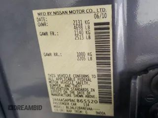 2010 Nissan Maxima SV с VIN 1N4AA5AP9AC865520, выставлен на аукционе Copart как лот 61299105 с пробегом 173 260 миль миль и Чистый • Clean title. История ставок и продаж доступна на DreamBid. Изображение 12.