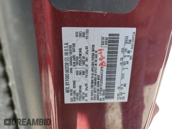 2003 Ford F-150 XL z VIN 1FTRX17L03NA41275, wystawiony jako Copart lot #55125625 z przebiegiem 206 919 mil mil oraz Szkoda całkowita • Salvage title. Historia ofert i sprzedaży dostępna na DreamBid. Obrazek 12.