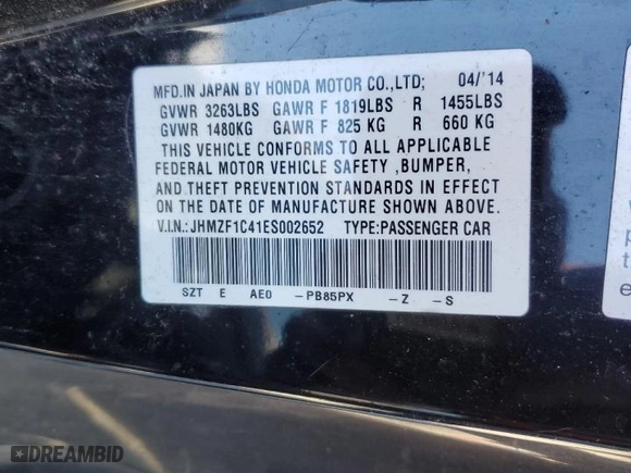 2014 Honda CR-Z with VIN JHMZF1C41ES002652, listed as a Copart auction lot 87057294 with 145,239 mi miles and Salvage Title. Bid and sale history available at carsss.com. Image 12.