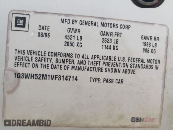 1997 Oldsmobile Cutlass Supreme S z VIN 1G3WH52M1VF314714, wystawiony jako IAAI lot #42092566 z przebiegiem 122 959 mil mil oraz . Historia ofert i sprzedaży dostępna na DreamBid. Obrazek 9.