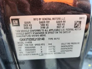 2012 GMC Acadia Denali with VIN 1GKKVTED8CJ130148, listed as a Copart auction lot 63664875 with 138,918 mi miles and Salvage title. Bid and sale history available at DreamBid. Image 12.