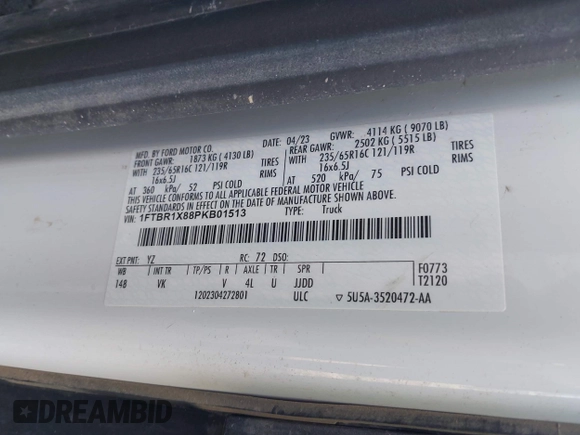 2023 Ford Transit Cargo с VIN 1FTBR1X88PKB01513, выставлен на аукционе IAAI как лот 42496329 с пробегом 65 621 миль миль и . История ставок и продаж доступна на DreamBid. Изображение 9.