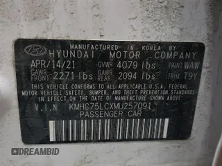 2021 Hyundai Ioniq SE with VIN KMHC75LCXMU257091, listed as a Copart auction lot 49177495 with 118,758 mi miles and Salvage Title. Bid and sale history available at DreamBid. Image 13.