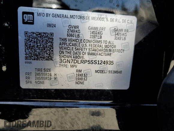 2025 Chevrolet Equinox EV LT z VIN 3GN7DLRP5SS124935, wystawiony jako Copart lot #51715335 z przebiegiem Nie podano mil oraz Szkoda całkowita • Salvage title. Historia ofert i sprzedaży dostępna na DreamBid. Obrazek 14.