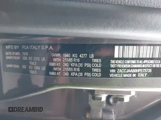 2017 Jeep Renegade Sport with VIN ZACCJAAB0HPE75735, listed as a IAAI auction lot 42420911 with 57,420 mi miles and . Bid and sale history available at DreamBid. Image 9.