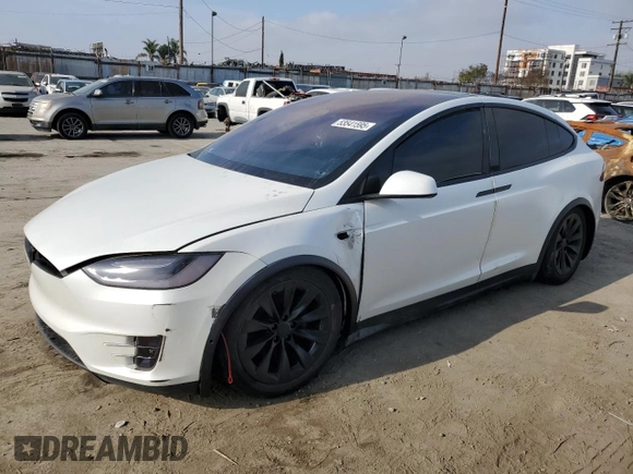2021 Tesla Model X Long Range Plus with VIN 5YJXCBE22MF311576, listed as a Copart auction lot 53541595 with 83,137 mi miles and Salvage Title. Bid and sale history available at carsss.com. Image 1.