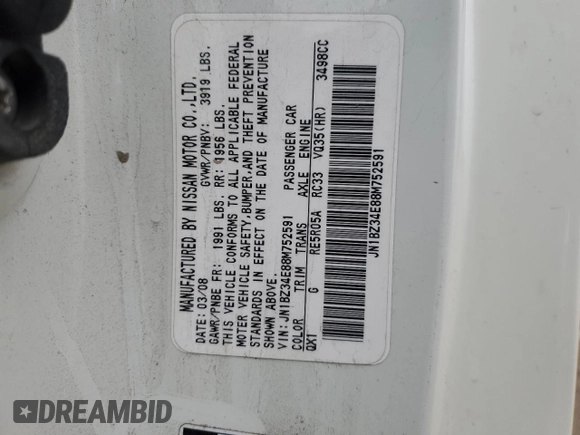 2008 Nissan 350Z Enthusiast with VIN JN1BZ34E88M752591, listed as a Copart auction lot 43454145 with 109,662 mi miles and Salvage Title. Bid and sale history available at carsss.com. Image 12.