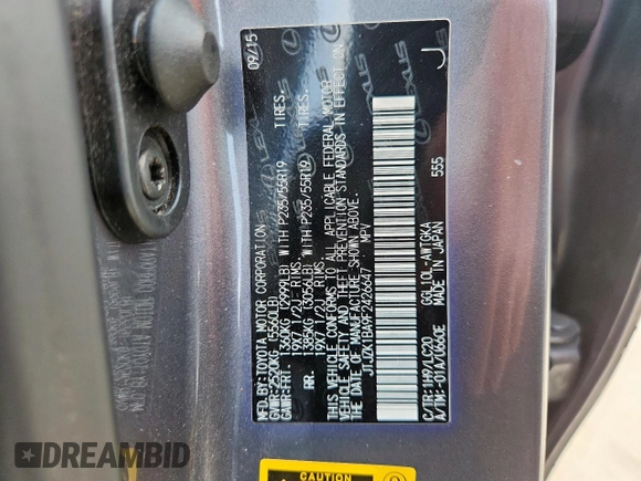 2015 Lexus RX 350 z VIN JTJZK1BA9F2426647, wystawiony jako Copart lot #63094795 z przebiegiem 77 790 mil mil oraz Szkoda całkowita • Salvage title. Historia ofert i sprzedaży dostępna na DreamBid. Obrazek 14.