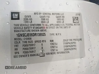 2013 Chevrolet Suburban LT with VIN 1GNSCJE06DR138925, listed as a IAAI auction lot 42008011 with 236,244 mi miles. Bid and sale history available at carsss.com. Image 9.