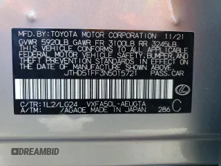 2022 Lexus LS with VIN JTHD51FF3N5015721, listed as a Copart auction lot 75133544 with 4,975 mi miles and Salvage Title. Bid and sale history available at carsss.com. Image 12.