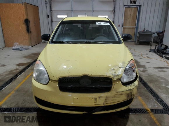 2008 Hyundai Accent GS with VIN KMHCM36C58U061106, listed as a Copart auction lot 51211165 with 249,106 mi miles and Salvage Title. Bid and sale history available at carsss.com. Image 5.