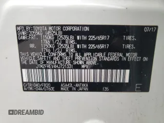 2017 Toyota RAV4 LE z VIN JTMZFREV4HJ721331, wystawiony jako Copart lot #58829225 z przebiegiem 24 880 mil mil oraz Szkoda całkowita • Salvage title. Historia ofert i sprzedaży dostępna na DreamBid. Obrazek 14.