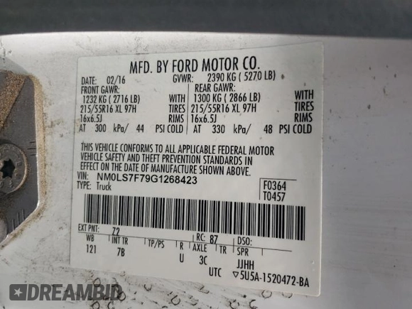 2016 Ford Transit Connect XLT с VIN NM0LS7F79G1268423, выставлен на аукционе Copart как лот 54424925 с пробегом 91 777 миль миль и Чистый • Clean title. История ставок и продаж доступна на DreamBid. Изображение 14.