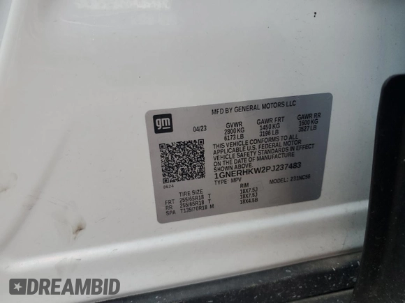 2023 Chevrolet Traverse LT Leather with VIN 1GNERHKW2PJ237483, listed as a Copart auction lot 51062795 with 39,665 mi miles and Salvage Title. Bid and sale history available at carsss.com. Image 13.