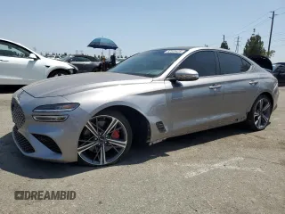 2024 Genesis G70 2.5T with VIN KMTG34SC7RU139599, listed as a Copart auction lot 62535435 with 9,416 mi miles and Salvage title. Bid and sale history available at DreamBid. Image 1.