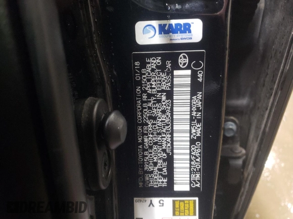 2018 Toyota Prius Two with VIN JTDKARFU3J3549423, listed as a Copart auction lot 46845505 with 82,485 mi miles and Salvage Title. Bid and sale history available at carsss.com. Image 13.