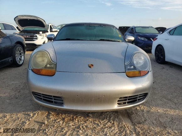 1997 Porsche Boxster with VIN WP0CA2980VS625296, listed as a Copart auction lot 74605414 with 0 mi miles and Salvage Title. Bid and sale history available at carsss.com. Image 5.