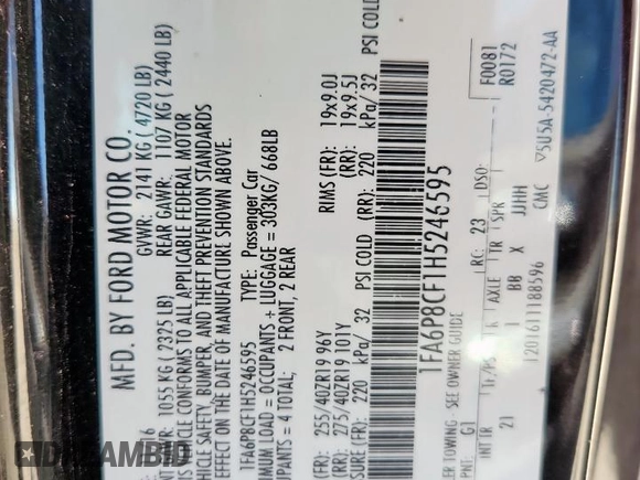 2017 Ford Mustang GT z VIN 1FA6P8CF1H5246595, wystawiony jako Copart lot #63030765 z przebiegiem 117 059 mil mil oraz Szkoda całkowita • Salvage title. Historia ofert i sprzedaży dostępna na DreamBid. Obrazek 13.