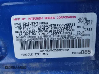 2016 Mitsubishi Outlander Sport 2.4 ES with VIN JA4AR3AWXGZ023932, listed as a IAAI auction lot 41538282 with 98,108 mi miles. Bid and sale history available at carsss.com. Image 9.