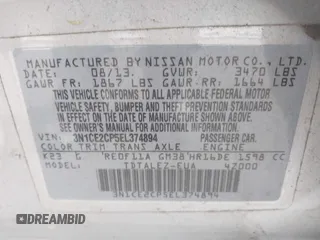 2014 Nissan Note S Plus with VIN 3N1CE2CP5EL374894, listed as a IAAI auction lot 42095930 with 121,826 mi miles and . Bid and sale history available at DreamBid. Image 9.