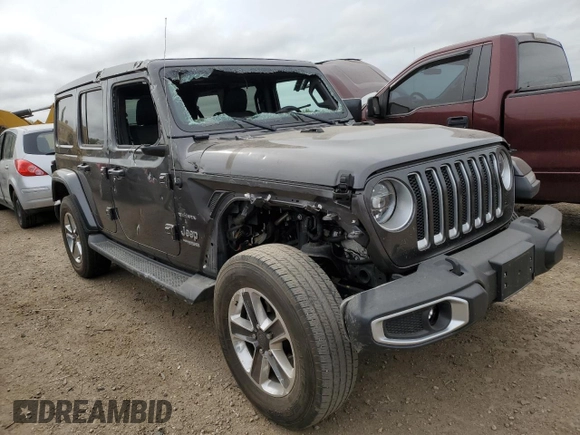 2018 Jeep Wrangler Unlimited Sahara with VIN 1C4HJXEN7JW295223, listed as a Copart auction lot 57385265 with 29,662 mi miles and Salvage title. Bid and sale history available at DreamBid. Image 4.