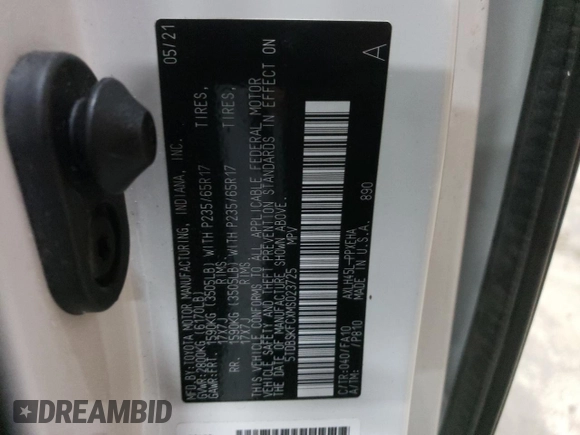2021 Toyota Sienna LE with VIN 5TDBSKFCXMS023725, listed as a Copart auction lot 81284903 with Not provided miles and Salvage title. Bid and sale history available at DreamBid. Image 13.