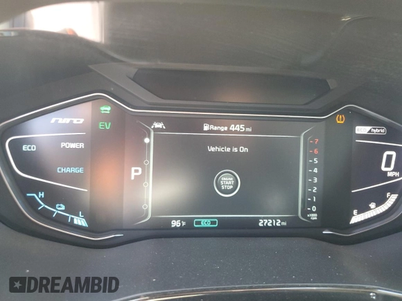 2020 Kia Niro EX Premium with VIN KNDCE3LC5L5400035, listed as a Copart auction lot 67534224 with 27,212 mi miles and Salvage Title. Bid and sale history available at carsss.com. Image 9.