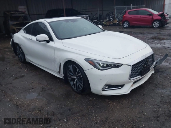 2021 Infiniti Q60 Luxe with VIN JN1EV7KL1MM470045, listed as a IAAI auction lot 41337676 with 11,154 mi miles and . Bid and sale history available at DreamBid. Image 1.