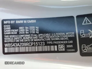 2024 BMW M4 Competition xDrive with VIN WBS43AZ09RCP15123, listed as a Copart auction lot 46450045 with 16,710 mi miles and Salvage Title. Bid and sale history available at carsss.com. Image 14.