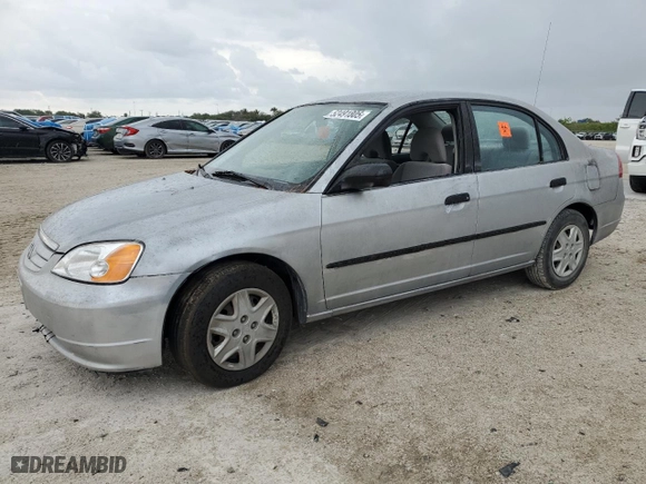 2003 Honda Civic DX with VIN 2HGES161X3H551530, listed as a Copart auction lot 52491805 with 0 mi miles and Salvage Title. Bid and sale history available at carsss.com. Image 1.