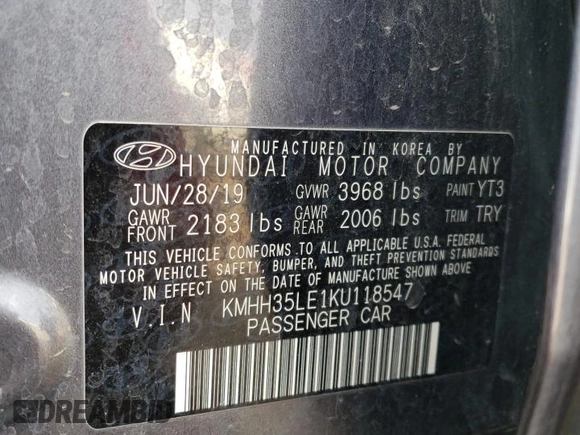 2019 Hyundai Elantra GT with VIN KMHH35LE1KU118547, listed as a Copart auction lot 71058944 with 0 mi miles and Salvage Title. Bid and sale history available at carsss.com. Image 13.