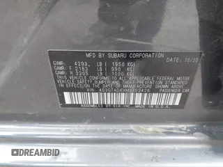 2021 Subaru Impreza Premium с VIN 4S3GTAD6XM3703426, выставлен на аукционе IAAI как лот 41760749 с пробегом 47 427 миль миль и . История ставок и продаж доступна на DreamBid. Изображение 9.
