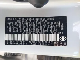 2018 Toyota Corolla L z VIN 5YFBURHE2JP827894, wystawiony jako IAAI lot #42295741 z przebiegiem 44 171 mil mil oraz . Historia ofert i sprzedaży dostępna na DreamBid. Obrazek 9.