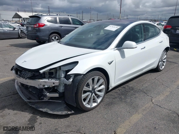 2018 Tesla Model 3 Long Range Battery with VIN 5YJ3E1EA6JF053052, listed as a IAAI auction lot 41765978 with 92,222 mi miles. Bid and sale history available at carsss.com. Image 24.