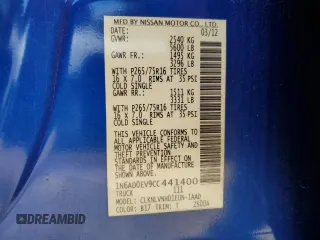 2012 Nissan Frontier SV with VIN 1N6AD0EV9CC441400, listed as a Copart auction lot 56835605 with Not provided miles and Non repairable. Bid and sale history available at DreamBid. Image 13.