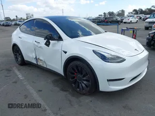 2022 Tesla Model Y Performance with VIN 7SAYGDEF1NF559572, listed as a IAAI auction lot 41516070 with 43,240 mi miles and . Bid and sale history available at DreamBid. Image 1.