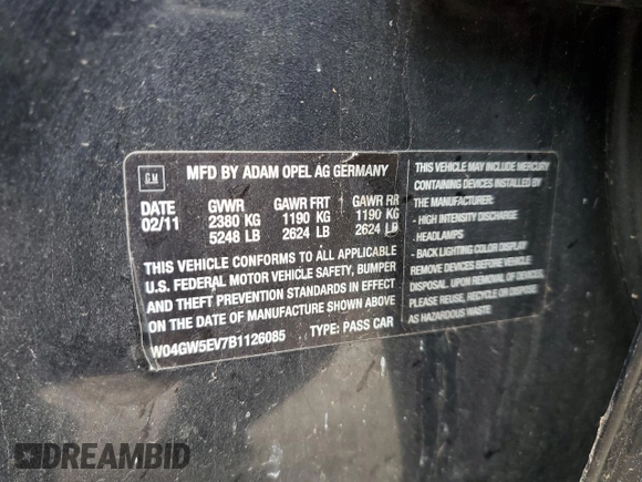 2011 Buick Regal CXL Turbo TO2 z VIN W04GW5EV7B1126085, wystawiony jako Copart lot #50434575 z przebiegiem 75 427 mil mil oraz Szkoda całkowita • Salvage title. Historia ofert i sprzedaży dostępna na DreamBid. Obrazek 13.