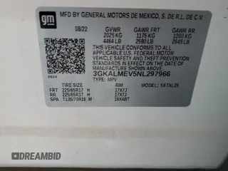 2022 GMC Terrain SLE with VIN 3GKALMEV5NL297966, listed as a Copart auction lot 44463595 with 70,254 mi miles and Salvage Title. Bid and sale history available at carsss.com. Image 12.