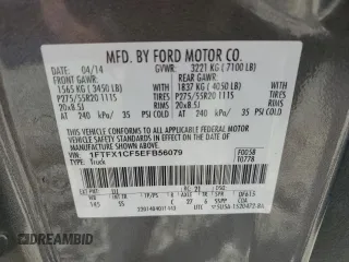 2014 Ford F-150 XL с VIN 1FTFX1CF5EFB56079, выставлен на аукционе Copart как лот 57345505 с пробегом 159 774 миль миль и Списание • Salvage title. История ставок и продаж доступна на DreamBid. Изображение 12.