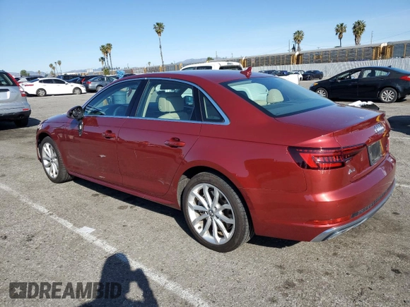 2019 Audi A4 Premium Plus with VIN WAUENAF41KA044624, listed as a Copart auction lot 50043695 with 12,368 mi miles and Salvage Title. Bid and sale history available at carsss.com. Image 2.