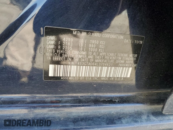 2020 Subaru Impreza Premium with VIN 4S3GTAD64L3704621, listed as a Copart auction lot 56699345 with 27,416 mi miles and Salvage title. Bid and sale history available at DreamBid. Image 12.